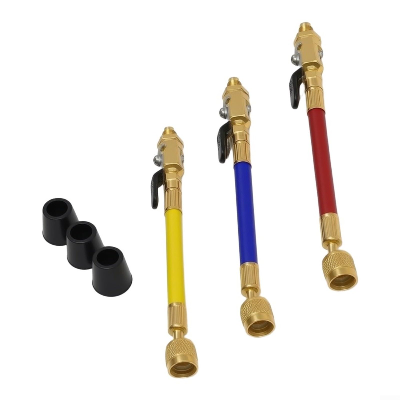 3 Stück Messing HVAC Schläuche mit Kugelhähnen 1/4 Zoll x 1/4 Zoll für R410A R22 R134a AC Service Kit