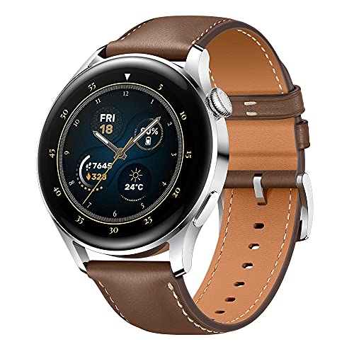HUAWEI Reloj Inteligente Watch 3-4G, Pantalla AMOLED de 1,43', teléfono eSIM, duración de la batería 3 días, SpO2 24/7 y Monitor de frecuencia cardíaca, GPS, 5ATM, Correa de Cuero marrón