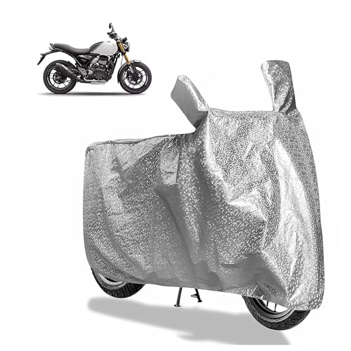 Image of Sulfar Bike Cover for Triumph Speed 400 (400cc, Current) (Modern Classic) | Waterproof, Dustproof & UV Protected | All Weather Two Wheeler Cover (Silver) New 2026 Variants