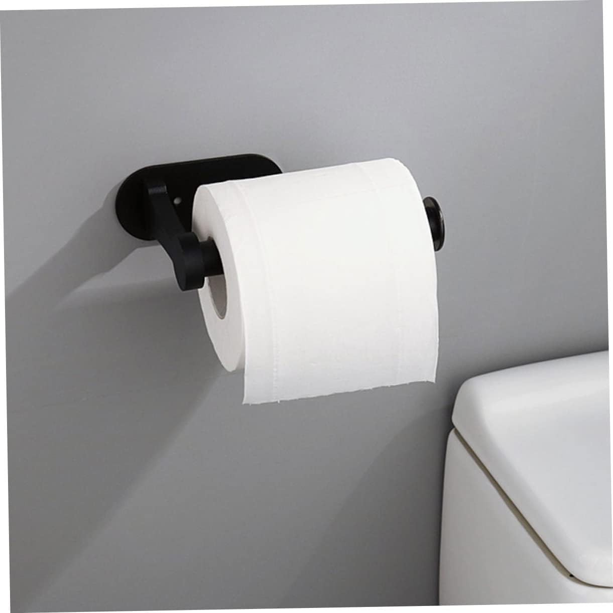 Black Wall - Mount Toilet Paper Holder, Space - Saving Bathroom Tissue Roll Rack for RV & Camper