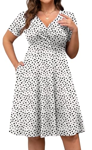 Image of POSESHE Womens Plus Size Dresses Sleeveless Wrap V-Neck Sundress Casual Summer Wedding Guest Cocktail Dress with Pockets