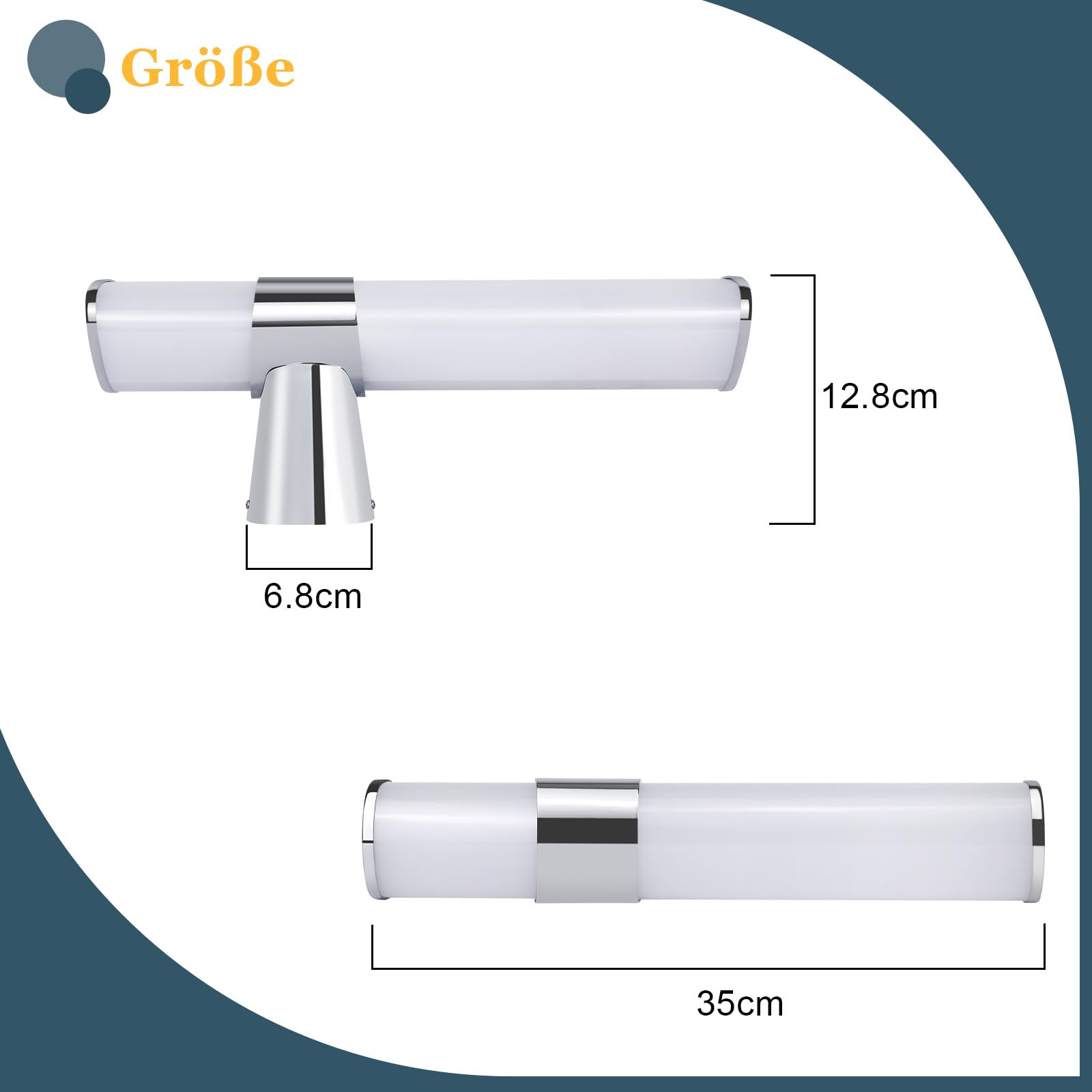 Homefire 2ER LED Spiegelleuchte Bad Spiegellampe - 6W Badleuchte Wand 35CM Wandlampe Badezimmer Wasserdicht IP44 Chrom Modern Neutralweiß 4000K Badlampe Wandleuchte für Keller Küche Badschrank