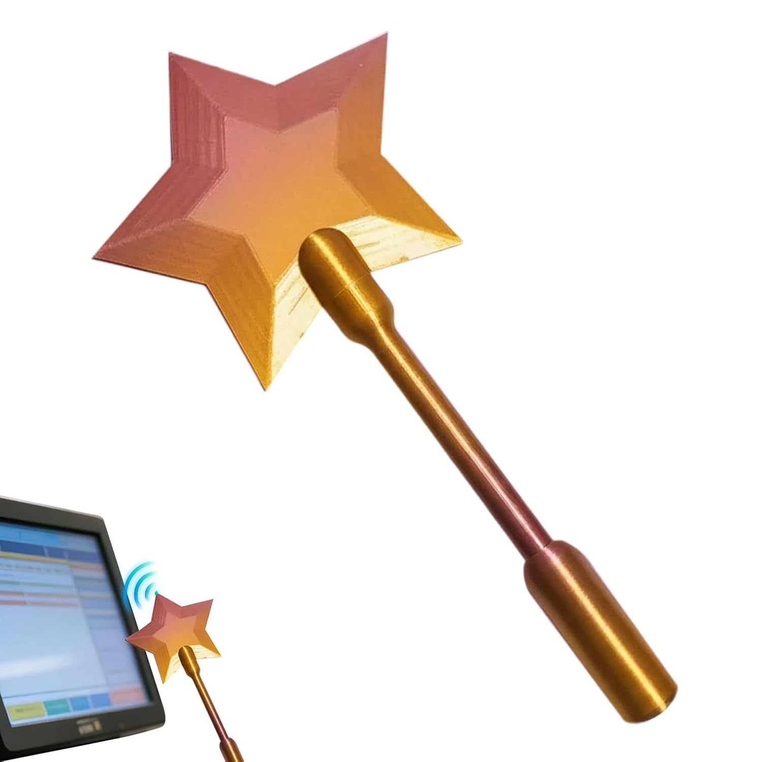 3D Printed Magic Wand Tap to Pay Contactless Payment Credit Card Holder, Star Shaped Tap to Pay Credit Card Wand, Fun Novelty Gift for Kids Adults Tech Lovers Cosplay Magicians (C)