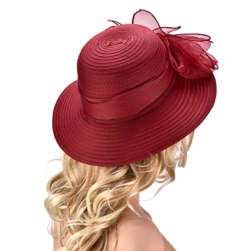 Sombrero para mujer ocasión boda ala ancha floral miniatura 4