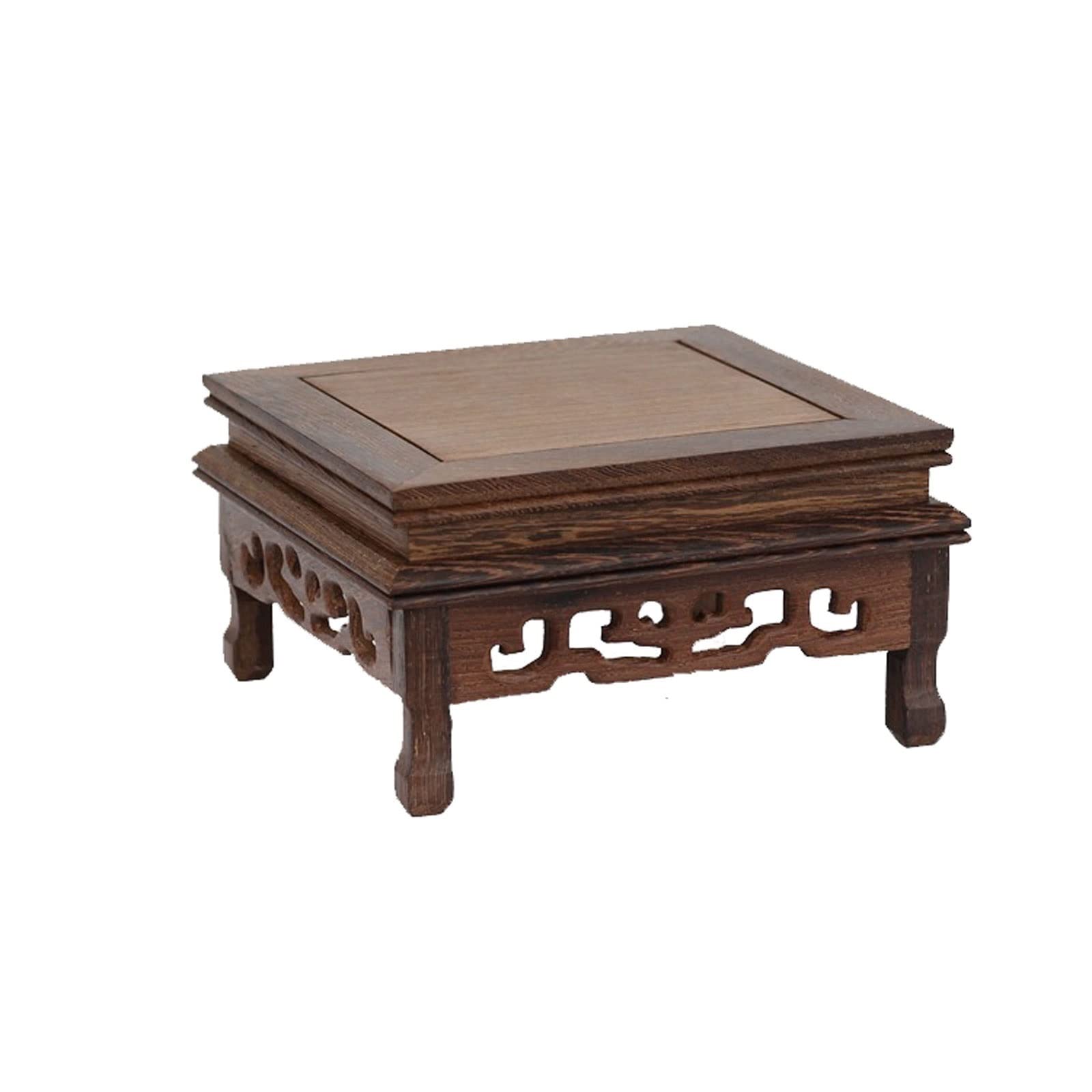 MPOPO Bonsai Pedestal Bonsai Base Vase Carving Crafts Buddha Statue Wooden Square Teapot Home Display Stand Vase Display Stands Pedestal Base(M)