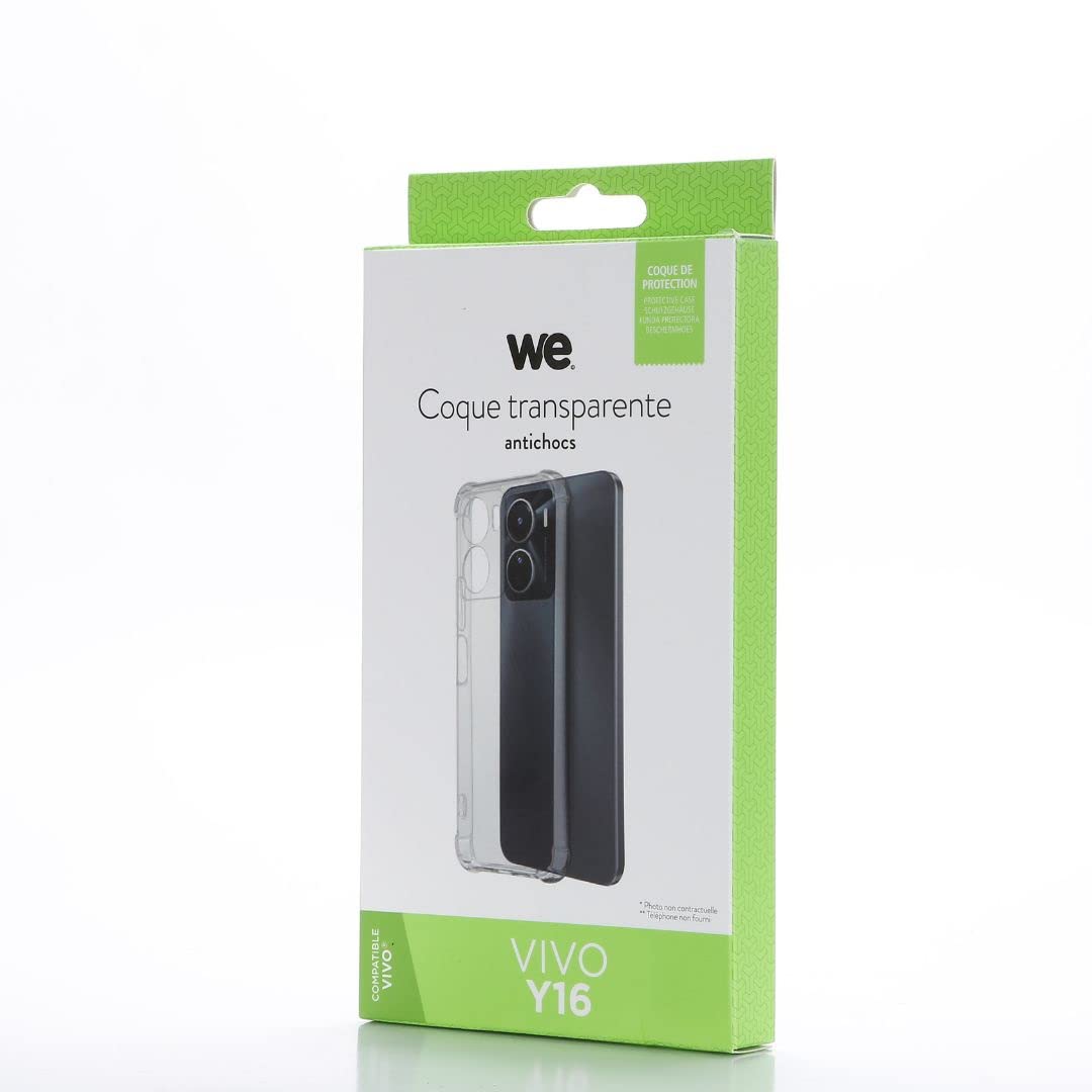 WE Vivo Y16 - Custodia protettiva trasparente, anti-urto, ultra resistente, semi-rigida, aspetto del telefono conservato