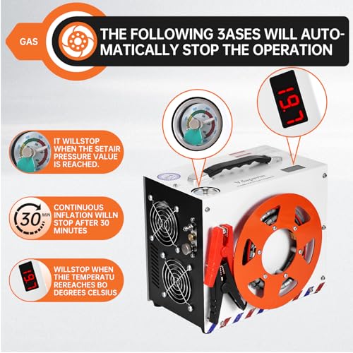 Image of PCP Air Compressor, Portable 4500 PSI /300 Bar Air Pump, supports 12V DC or 120V /220V AC, Auto-stop, oil-free /water-free design, for Paintball, Air Rifle, HPA Tanks