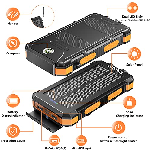 Solar Charger 30000Mah Solar Power Bank For Outdoor Camping, Solar Phone Charger For Emergency #TOP7