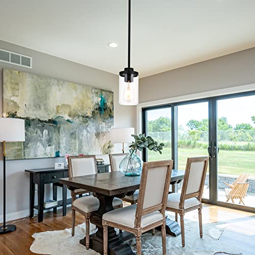 Queeuq Industrial Pendant Lighting,One Light Kitchen Island Pendant Lighting Modern Clear Glass Shade Pendant Lights, Farmhouse Pendant Lighting For Kitchen Island Living Room Bedroom Hallway #TOP1
