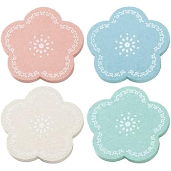 4柄セット 珪藻土コースター おしゃれ コースター 花柄 超吸水 速乾 調湿 結露対策 消臭