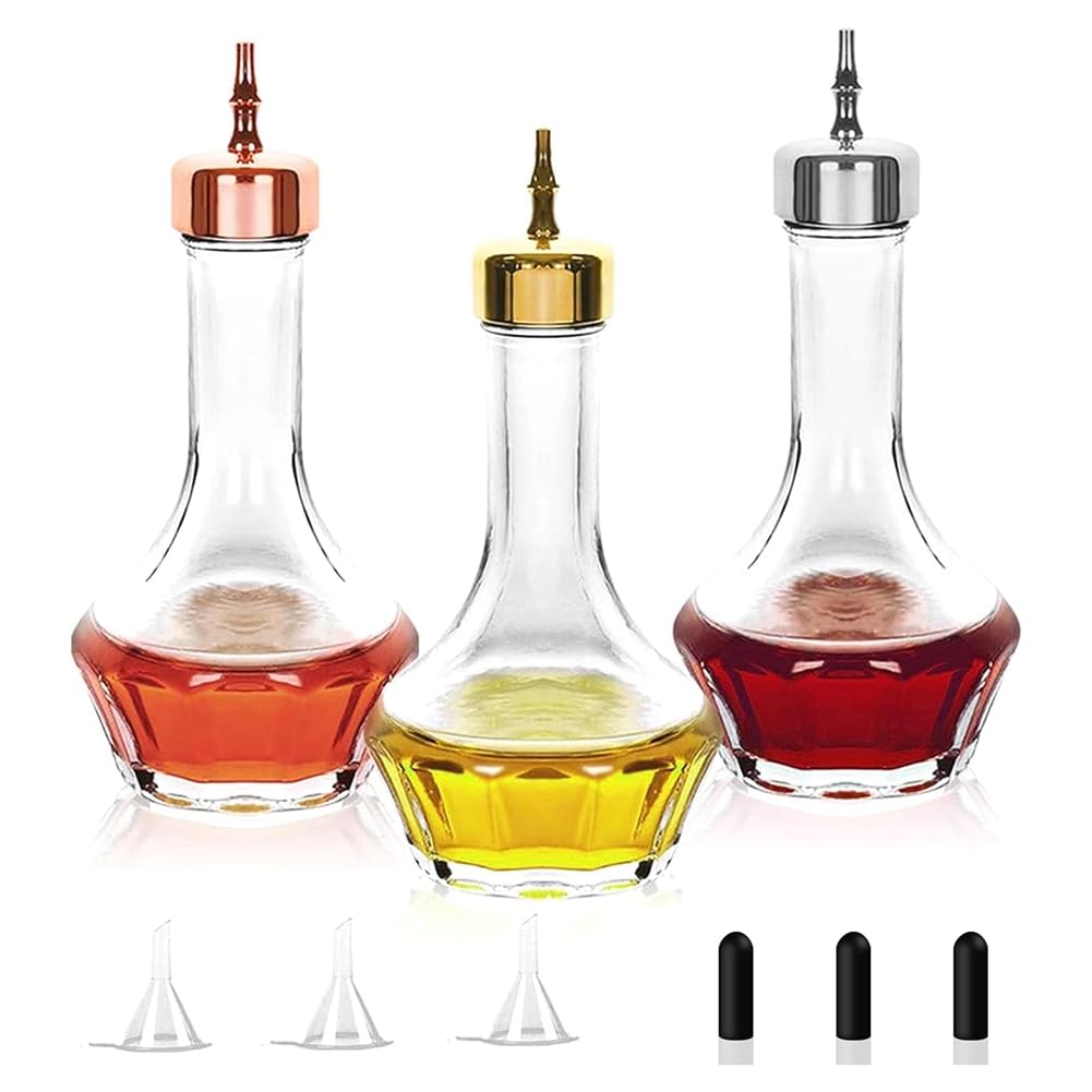 Oiiwowi Bitters Bottle Set of 3-1.7oz/50ml Dasher Bottles Top Professional Bar Tool for Making Craft Home Bar and Restaurant