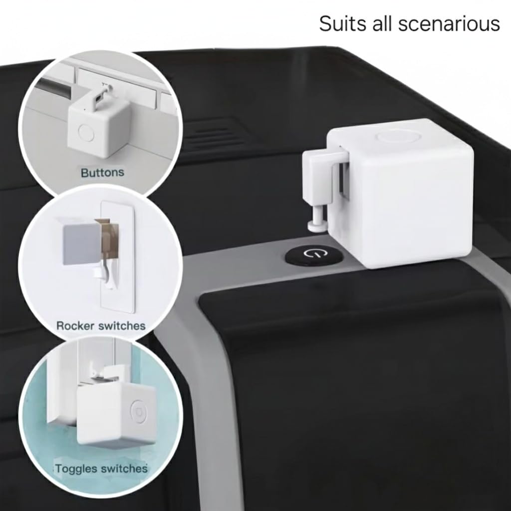Smart Button Pusher Fingerbot, Bluetooth Wireless Smart Switch Controller, No Wiring, Touch & App Control via Smart Life Tuya, Voice Control with Alexa & Google Home via Compatible Hub (White)