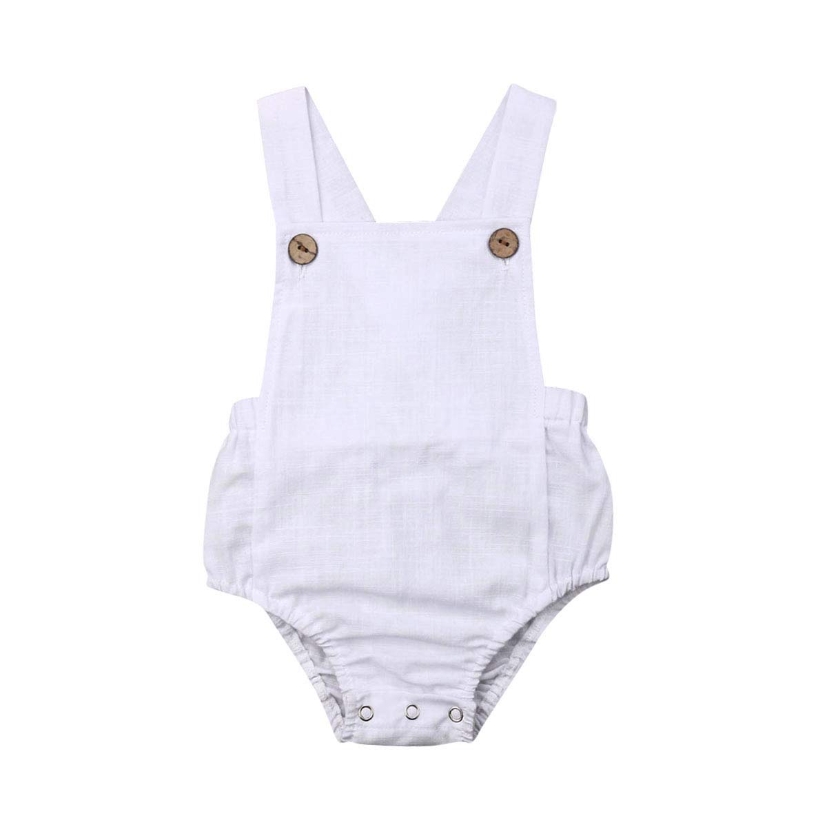 PanLidapanSummer Simple Infant Unisex Cotton Sling Romper Overalls Baby Girl Boy Sleeveless Square Collar Solid Color Jumpsuit