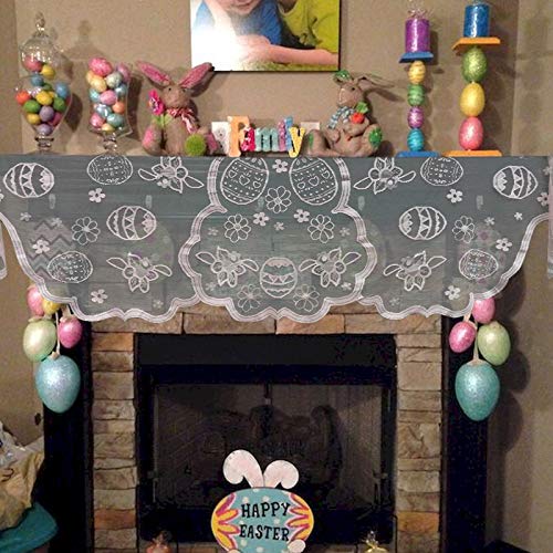 Joysail Easter Mantle Scarf For Fireplace Decorations - Lace Spring Floral Easter Eggs Scarf Runner For Mantel Decorations - Indoor Easter Decorations For Home Living Room #TOP6