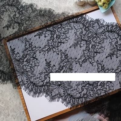 Finiture in pizzo, 3 metri di lunghezza 24,5 cm di larghezza doppio bordo for ciglia rifiniture in pizzo Chantilly rifiniture in pizzo da sposa rifiniture in pizzo francese(Black)