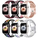Apple Watch用スポーツバンド 40mm 44mm 45mm 41mm iWatchバンド 49mm 38mm 42mm レディース メンズ 6本パック ソフトシリコン 通気性 リストバンドストラップ Apple Watch Ultra/2 Series 9 8 7 6 5 4 3 2 1 SE、Nike+用, B(ワインレッド/ブラック/ブラック/ピンク/ピンク/ブラックレインボー/ホワ