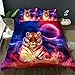 AILONEN Tiger Themed Duvet Cover Set Queen Size, Galaxy Starry Tiger Print Bedding Set for Boys Girls,Wild Animals Tiger Comforter Cover Set 3 Pieces, 1 Quilt Cover and 3 Pillowcases