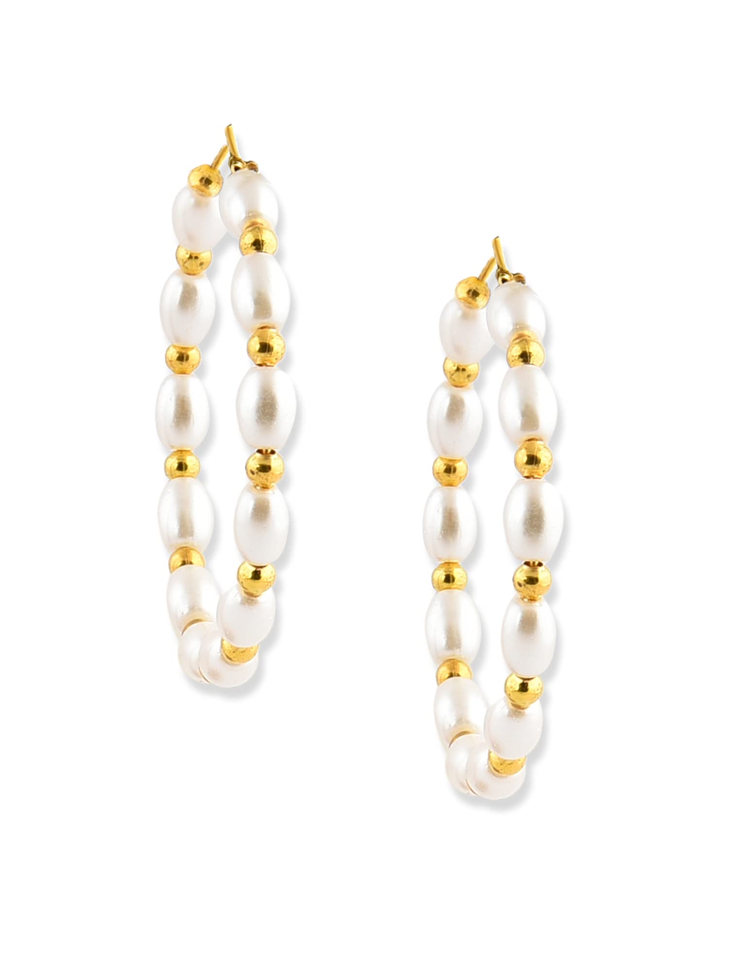 Zaveri Pearls Gold Tone Beads & Pearls Contemporary Hoops Earring For Women-ZPFK10462 (B09DT5RBKQ) Amazon Price History, Amazon Price Tracker