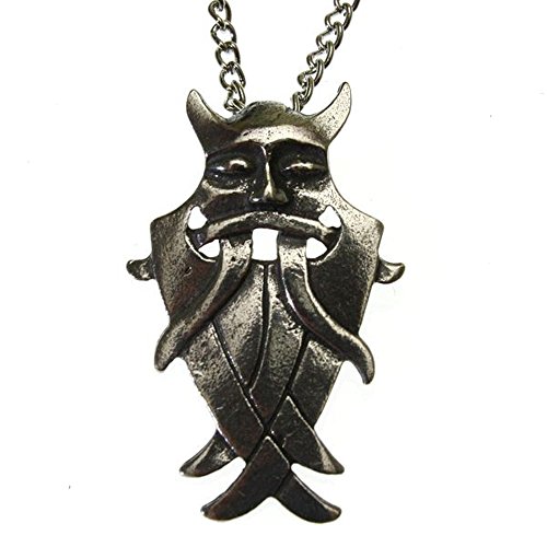 Pendentif masque d'Odin étain : collier amulette mythologie nordique pour homme et femme
