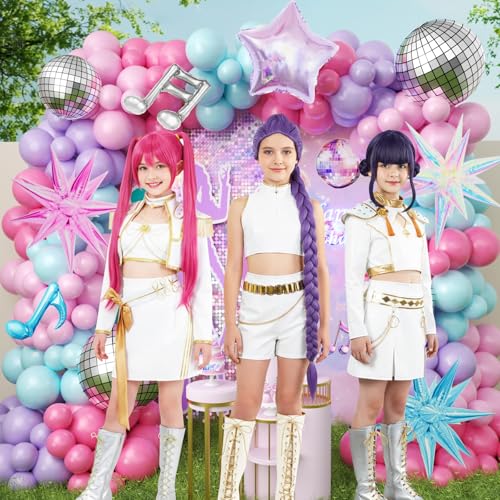 Image of JOGAMS169Pcs Kpop Music Hunter Balloons Arch Kit,Disco Balloon Arch Kit with Iridescent Star Music Note Disco Ball Balloons for Karaoke Songstar Fans Birthday Bachelorette Prom Party Decor