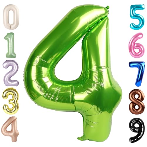 Image of 4 Balloon Numbers, 40In Green Balloons for Party Birthday Decorations | Eye-catching Appearance, Perfect Decorative Centerpieces, Convenient Self-sealing Structure, Widely for Various Occasions