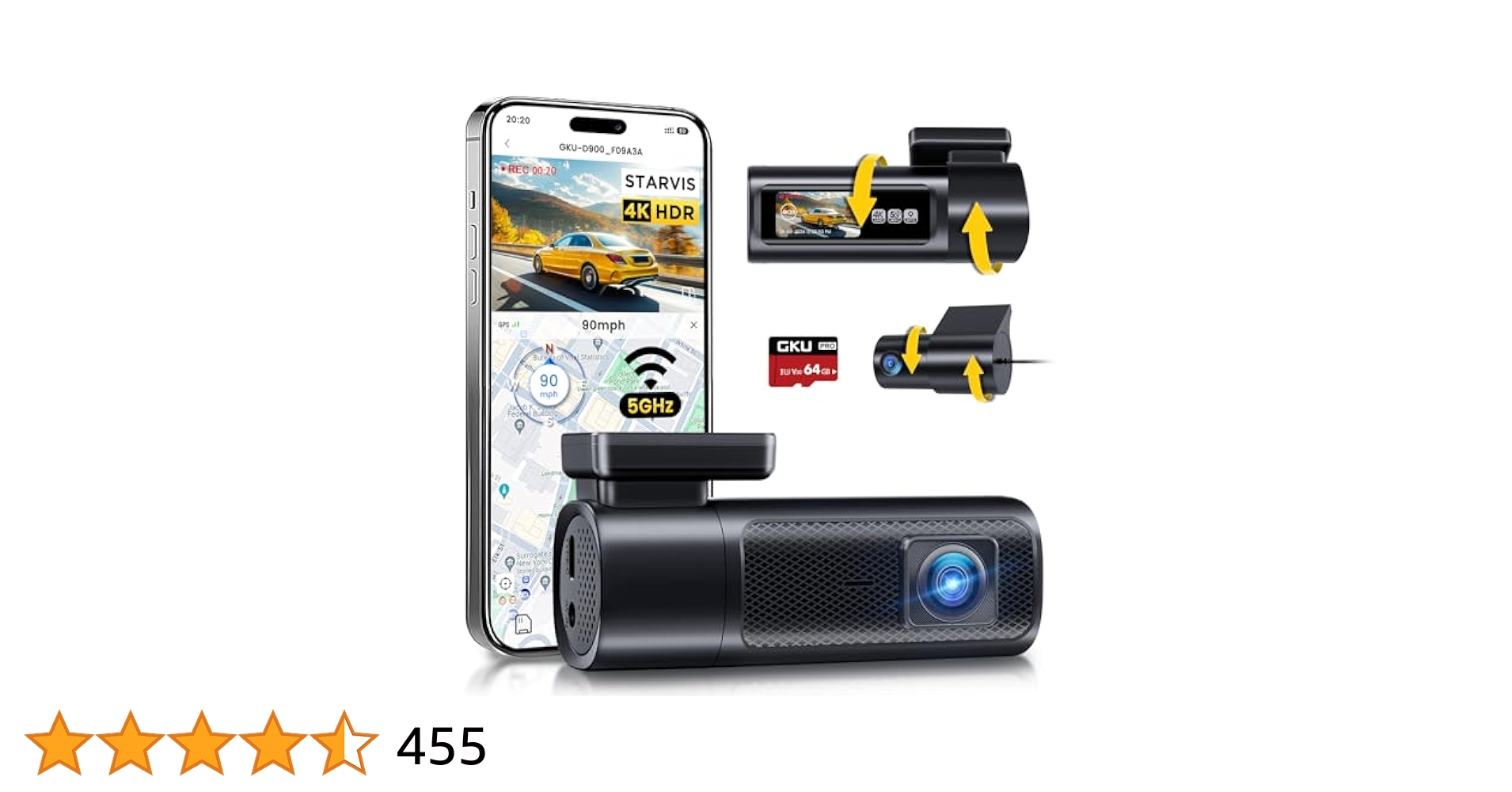 GKU D900 4K HDR ドライブレコーダー GKU D900 4K 30fps+2.5K 5G WiFi Dash Cam – gkutech