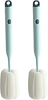 DIQIUREN Soft Sponge Bottle Brush 2-Pack - 360° Rotating Head, Scratch-Free Cleaner for Baby Bottles, Mugs & Goblets (Blue)