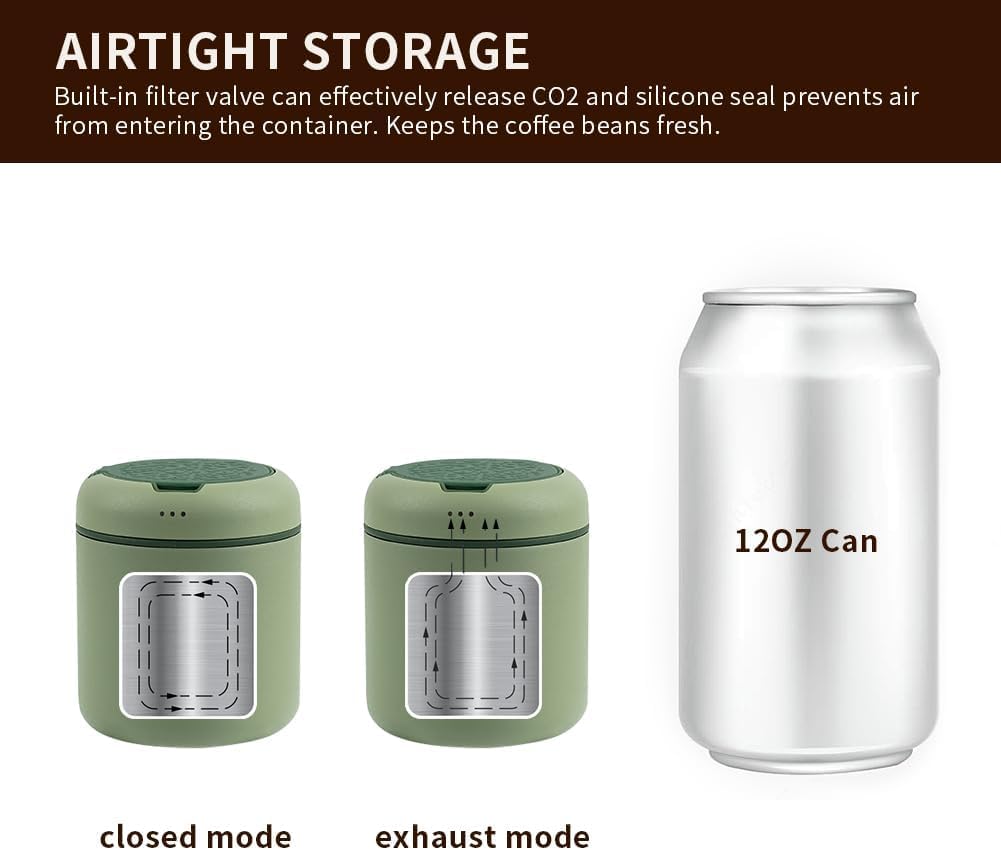 watchget Portable Mini Airtight Coffee Canister for 1cup, Green