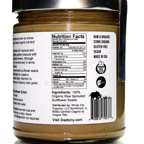 Dastony Sunflower Seed Butter Sprouted Og, 8 Oz #TOP3