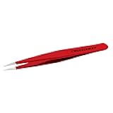 Tweezerman Stainless Steel Point Tweezer - Eyebrow Precision Tweezers, Facial and Ingrown Hair Removal (Signature Red)