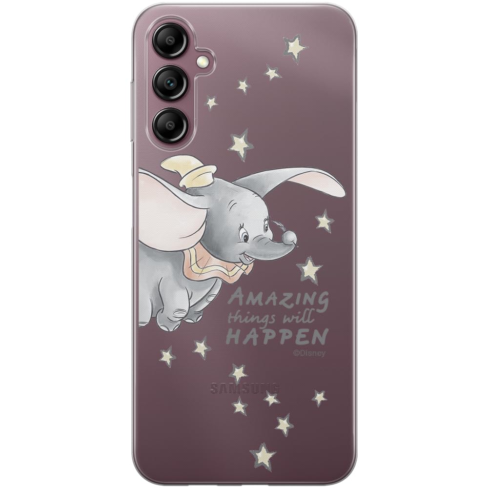 ERT GROUP mobile phone case for Samsung A14 4G/5G original and officially Licensed Disney pattern Dumbo 010 optimally adapted to the shape of the mobile phone, partially transparent