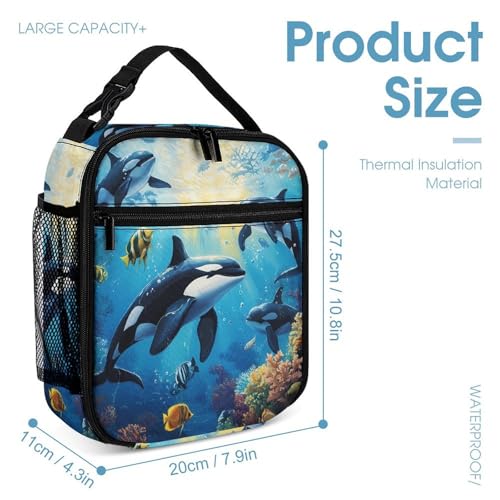 Killer-Whales 3 PCS Backpack Set Casual Daypack with Insulated Lunch Bag & Pencil Case4