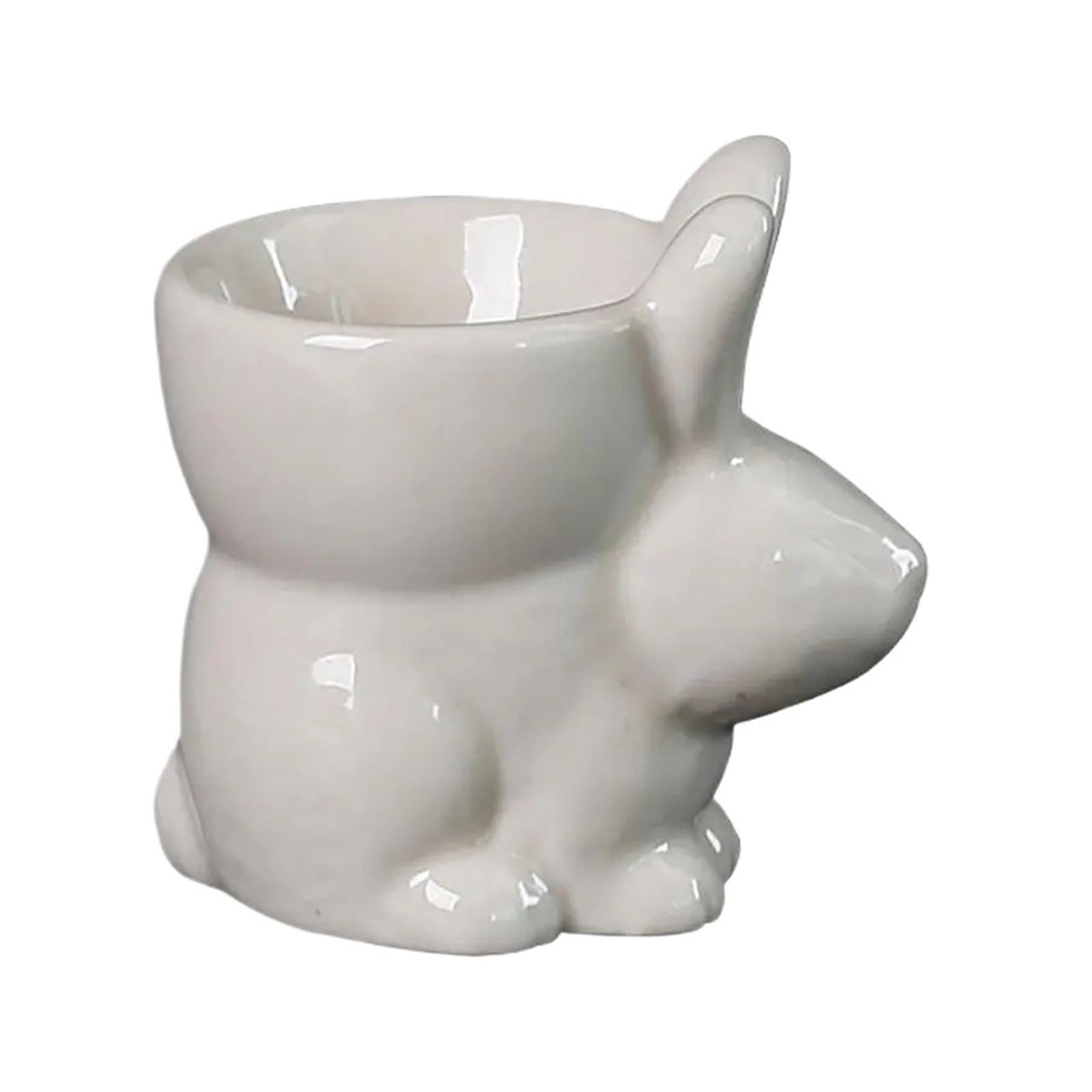 kubeczek na jajko, Ceramiczne uchwyty na jajka w kształcie króliczka, dekoracje wielkanocne, urocze, stylu vintage, wiosenne przyjęcia domowe(White)