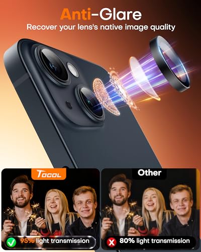 Image of TOCOL Camera Lens Protector for iPhone 14 / iPhone 14 Plus Tempered Glass HD Individual Scratch Resistant Camera Cover Accessories Case Friendly 2 Pack(Black)