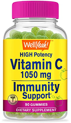 Wellyeah Vitamin C 1050 Mg Gummies - Natural Sourced Flavors - Immune Support Dietary Supplement, Antioxidant Support - Extra Strength Vegetarian Gummy, Non-Gmo, Gluten Free - 30 Servings #TOP20