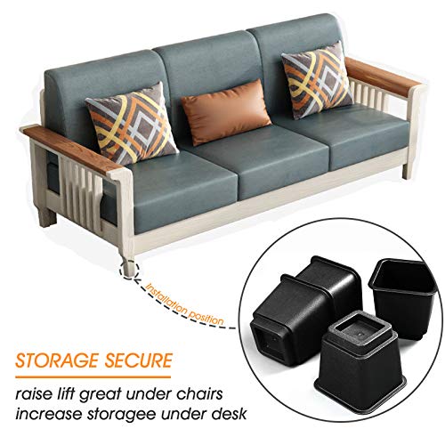 Bed Risers 3 Inch, Heavy Duty Square Furniture Frame Lift For Couch, Chair, Desk, Sofa And Bunk Bedpost, Set Of 4 #TOP4