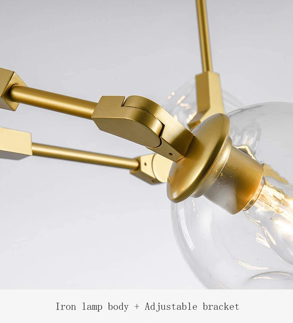 Lampadario Moderno Sputnik con Sfera di Vetro Nordico, Lampada a Sospensione Industriale in Metallo a 7 luci E27 Lampada a Sospensione con Ramo Regolabile, lampade da soffitto per Sala da Pranzo,