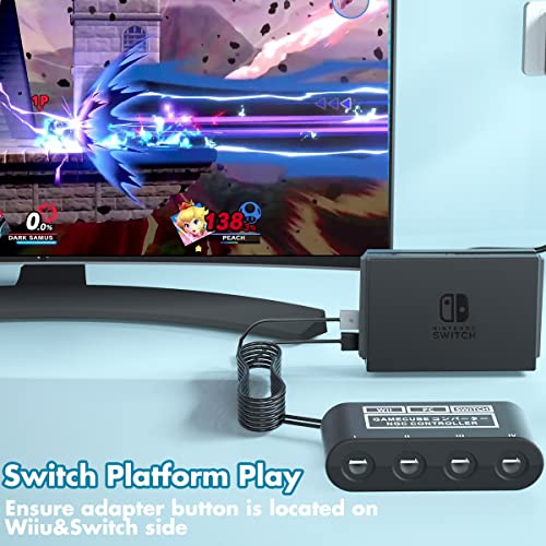 Image of Gamecube Controller Adapter for Nintendo Switch / OLED / Switch 2 Gamecube Adapter, Compatible with PC WII U Switch2, Support 4 Gamecube Controller to Play Supper Smash Bros with 70IN Long Cable