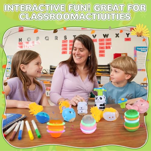 image for SCIONE 10 Pcs LED Light Up Spinning Tops Party Favors for Kids, Goodie