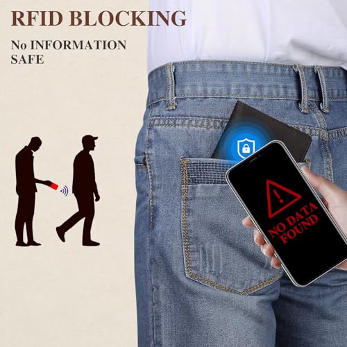 BAIGIO Genuine Leather Wallets for Men Trifold Wallet Card Holder Men Wallet RFID Blocking Coin Pocket3