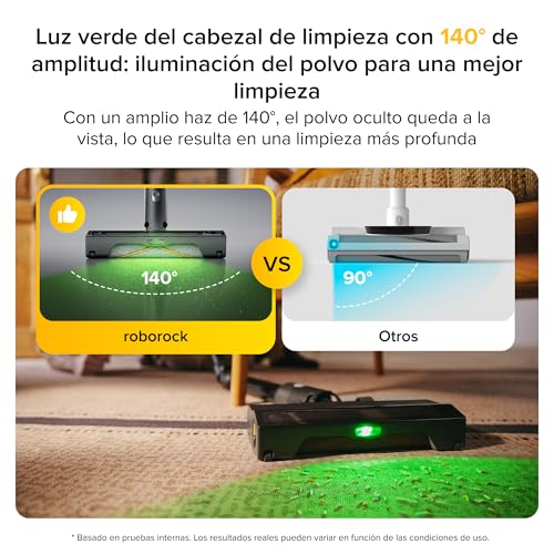Miniatura 5 de roborock H60 Ultra Aspiradora Sin Cable, Succión 210AW, Autonomía 90 min, Tubo Flexible 90°, Cepillo Anti-Enredos para Alfombras, Detección Polvo LED, Suelos y Pelo de Mascotas, Batería Extraíble
