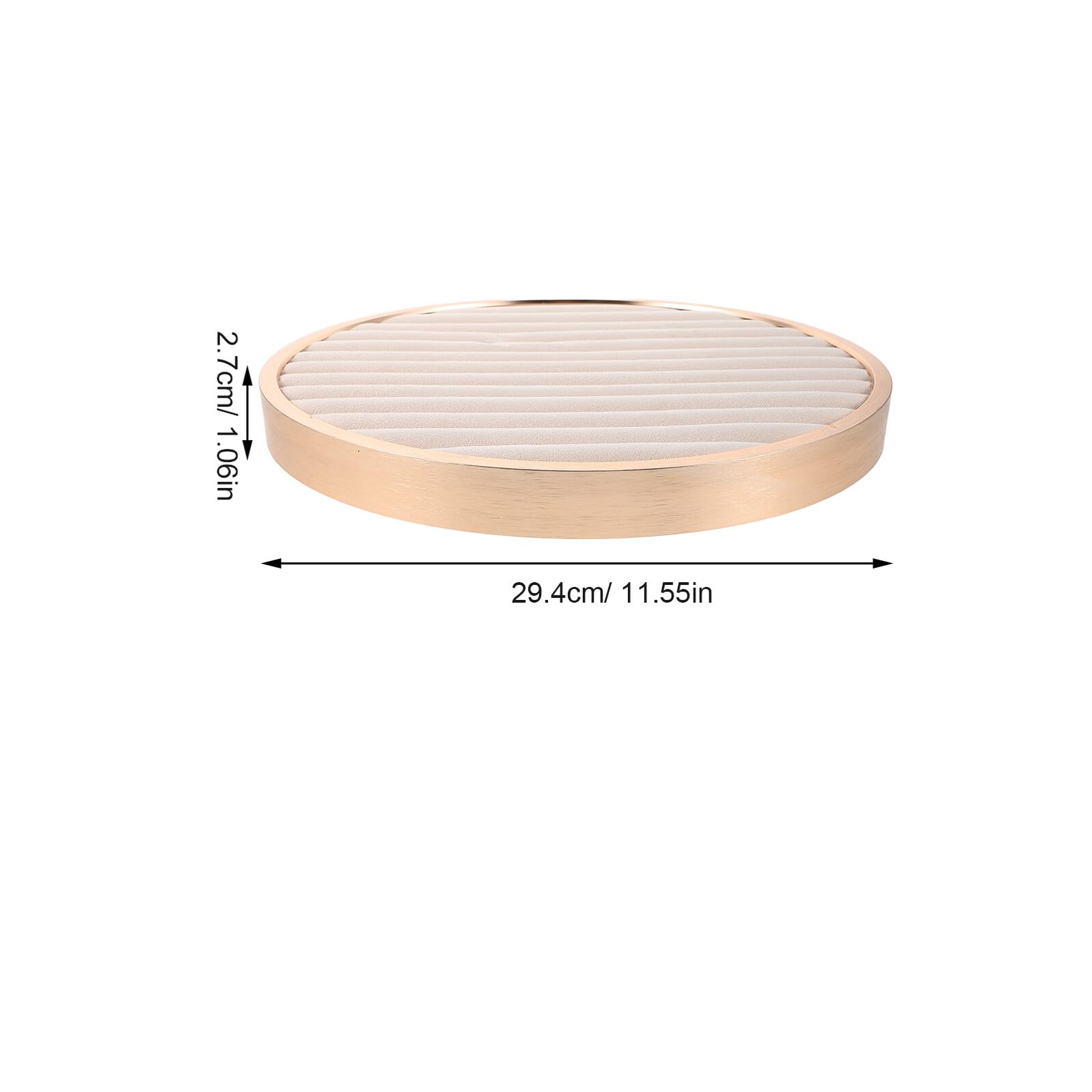 Bandeja de Exhibición de Joyas de Terciopelo Redonda Beige | Metal Ligero, para Collares y Abalorios, Uso en Fotografía y Viaje, Acabado Elegante Decorativo