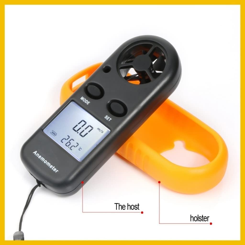 Anemometer Portable Thermometer Wind Speed Gauge Meter Windmeter LCD Digital Hand-held (Color : As Shown, Size : One Size) Multifunctional Measurement, Easy to Read