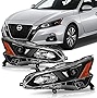 ACANII - For [Halogen Model] 2019-2022 Nissan Altima Black Housing Projector Headlights Headlamps Assembly Left+Right