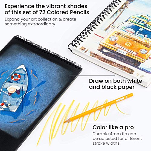 ARTEZA Malbuch für Erwachsene mit Bleistiften, Mandala-Malbuch für Erwachsene mit 72 Motiven und 72 weichen Buntstiften… – Bild 7