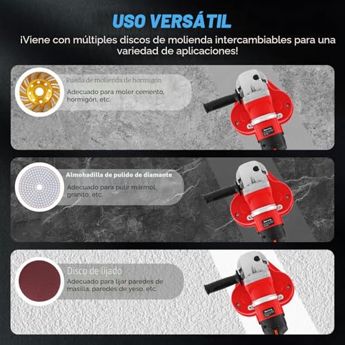 Pulidora de hormigón de 2800W y tres cabezas de 200mm para suelos y paredes 7
