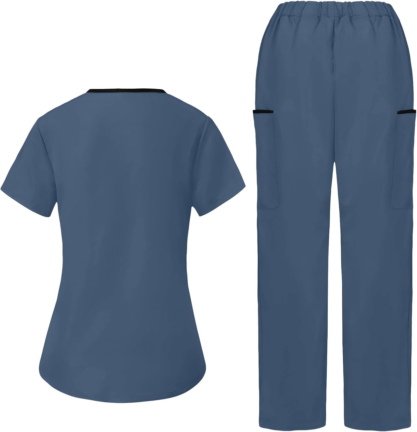 YRAETENM Scrubs for Women Set Stretch V Neck Scrub Tops and Pants Quick Dry Medical Nurse Scrub Sets Nurse Uniforms Workwear