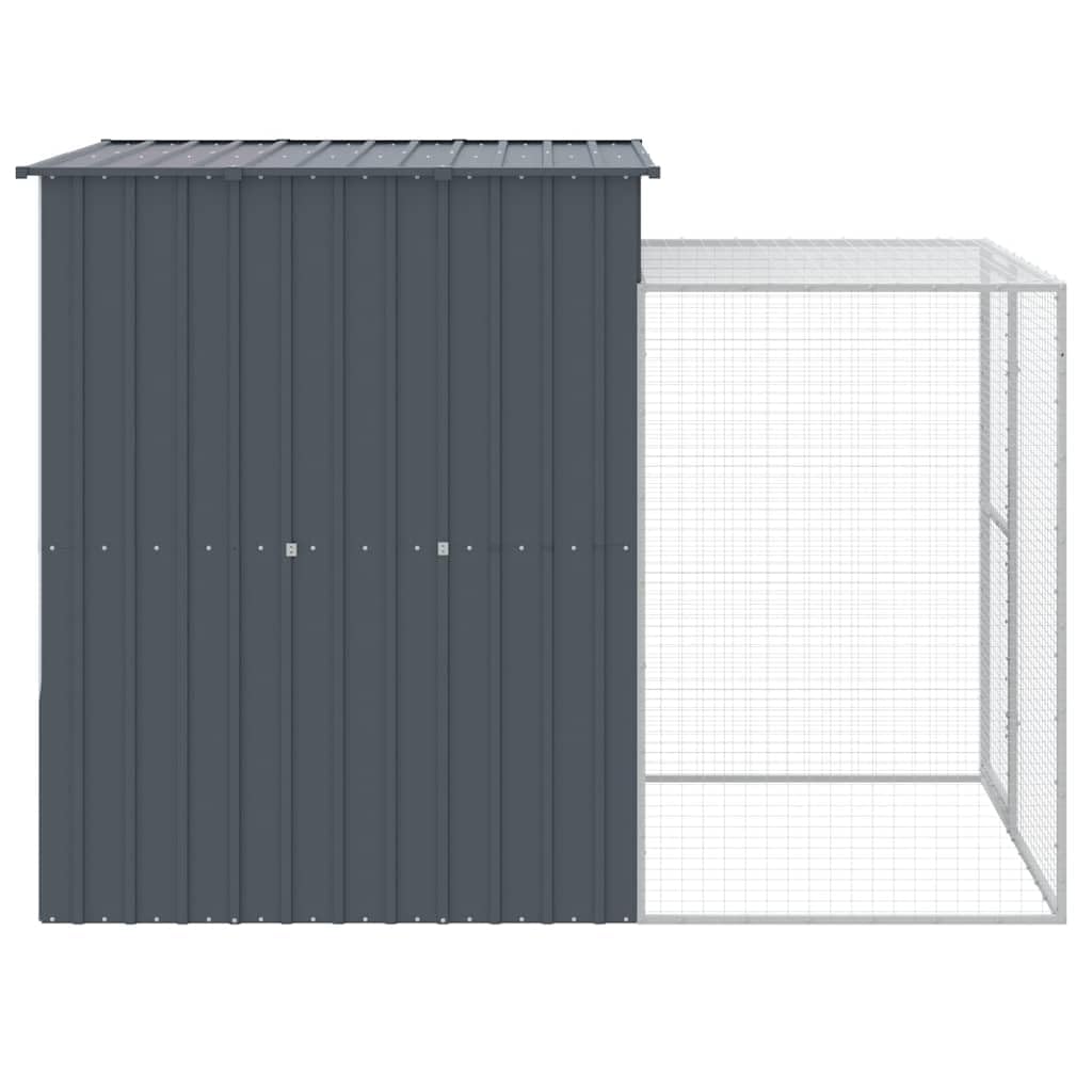 Gabbia per polli con beccuccio, in acciaio zincato, antracite, 165 x 251 x 181 cm, con design a rete e pratico tetto, per conigli e conigli