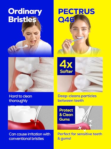 Pectrus Q46 - Spazzolino Da Denti Manuale Extra Morbido Per Adulti, Testa Di Dimensioni Regolari, Denti Sensibili E Gengive Che Si Allontanano, Rimozione Della Placca, Confezionati Singolarmente - 4