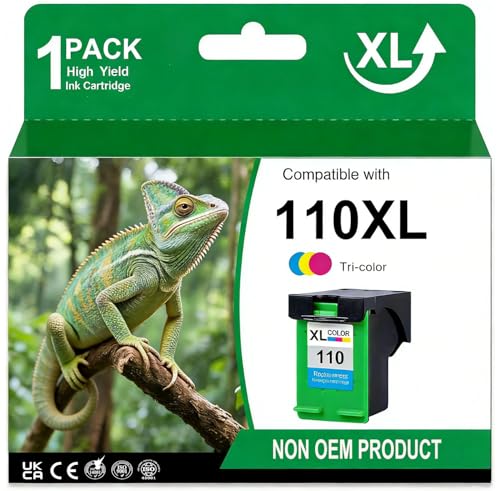 Kingmo 110XL Ink Cartridge Replacement for HP 110 Tricolor Ink Cartridge(CB304AN) for HP Photosmart Printer (1 Pack,Tri-Color)